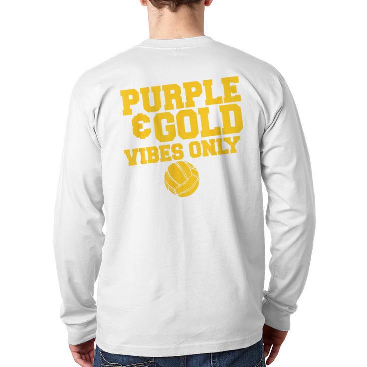 Purple Gold Game Day High School Volleyball Group Team Back Print Long Sleeve T-shirt