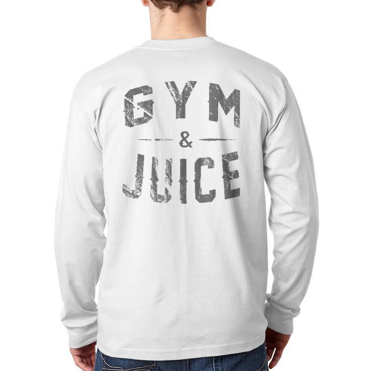 Retro Gym & Juice Punny Body Builder Back Print Long Sleeve T-shirt