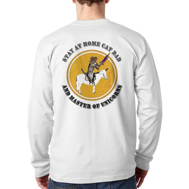 Stay At Home Cat Dad And Unicorn Master Back Print Long Sleeve T-shirt