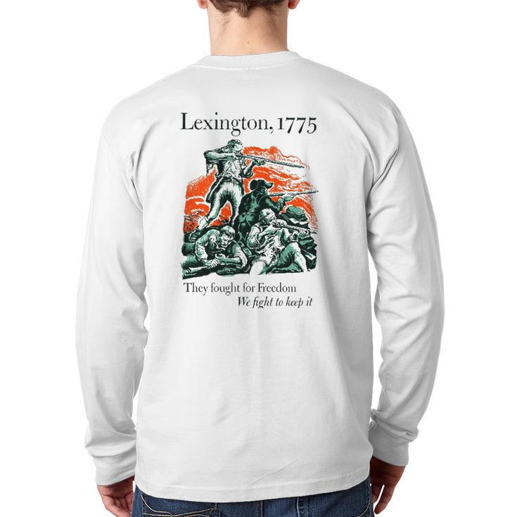 Usa Patriotic Vintage Battle Of Lexington Revolutionary War Back Print Long Sleeve T-shirt