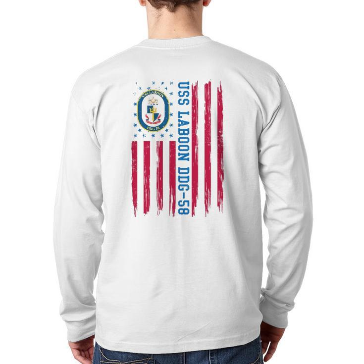 Uss Laboon Ddg-58 American Flag Veteran Father's Day Back Print Long Sleeve T-shirt