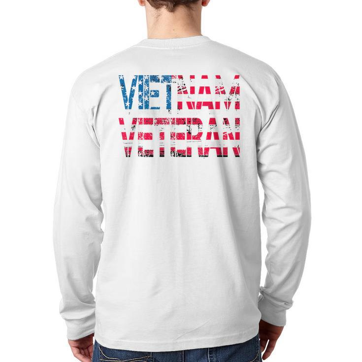 Vietnam Veteran Vintage Us Flag Vietnam Vets  Back Print Long Sleeve T-shirt