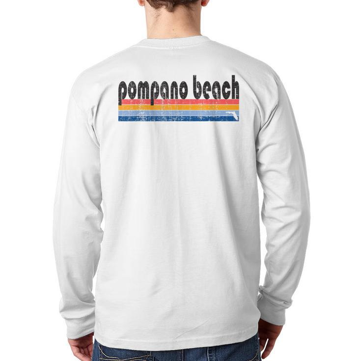 Vintage 80S Style Pompano Beach Fl Back Print Long Sleeve T-shirt
