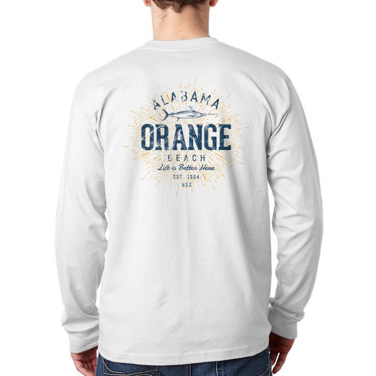 Vintage Orange Beach Back Print Long Sleeve T-shirt