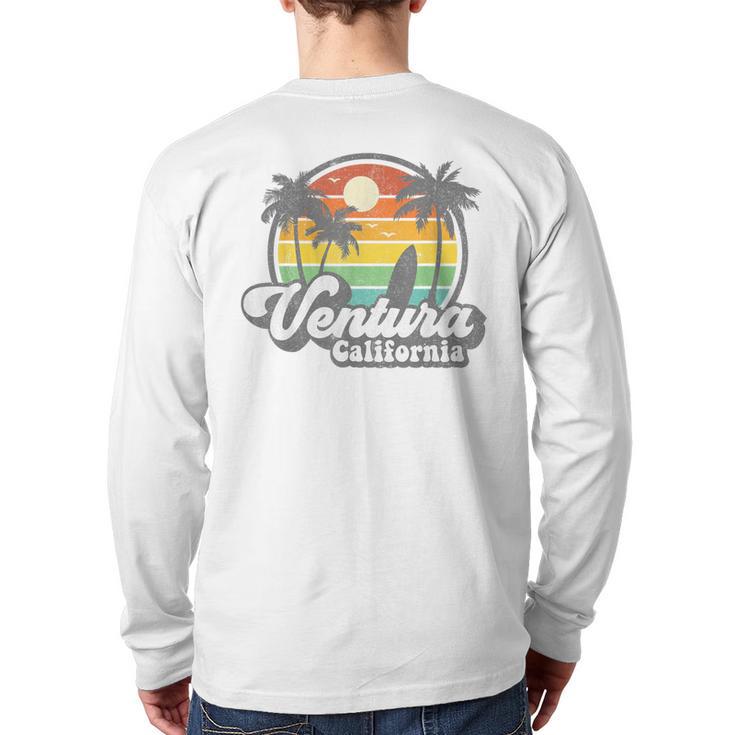 Vintage Ventura Beach California Ca Surfing Retro Surf Back Print Long Sleeve T-shirt