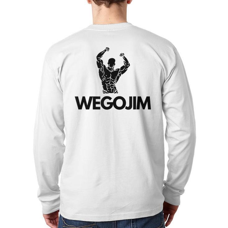 Wegojim Oversized Gym Pump Cover Workout Gym Bro Back Print Long Sleeve T-shirt