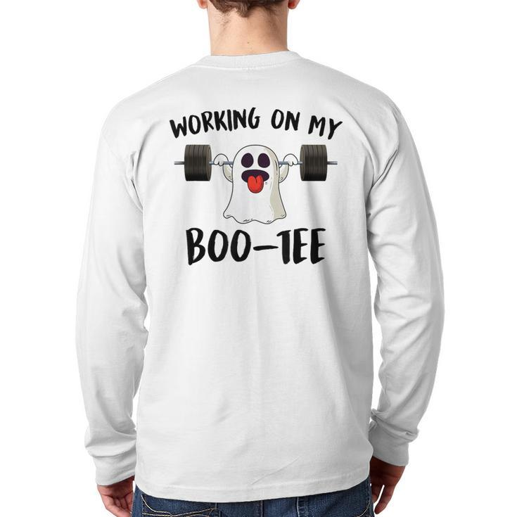 Working On My Boo Halloween Ghost Workout Gym Back Print Long Sleeve T-shirt