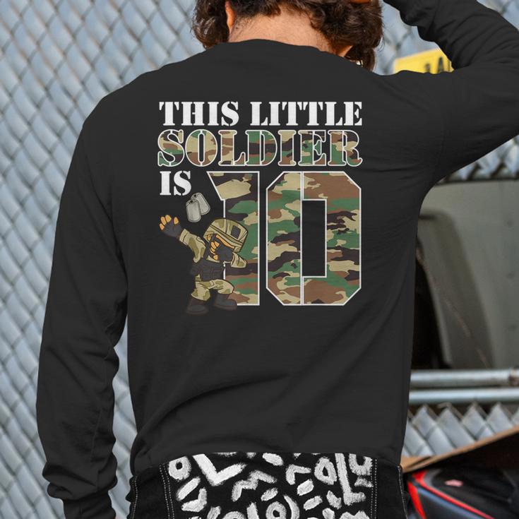 10 Year Old Boy Military Army 10Th Birthday Boy Back Print Long Sleeve T-shirt