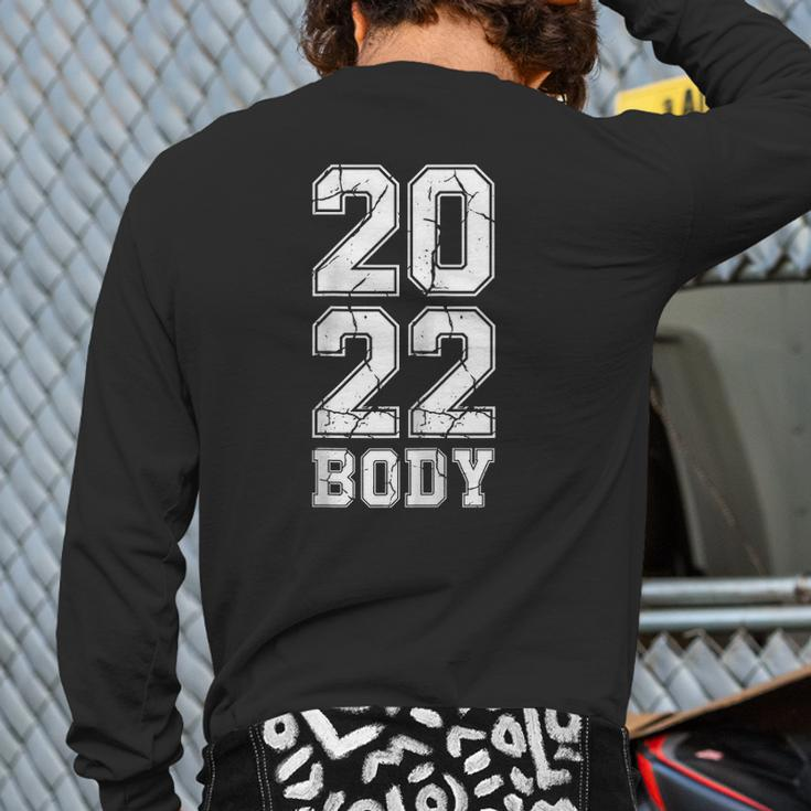 2022 Body New Year Resolution Retro Gym Fitness Motivation Raglan Baseball Tee Back Print Long Sleeve T-shirt