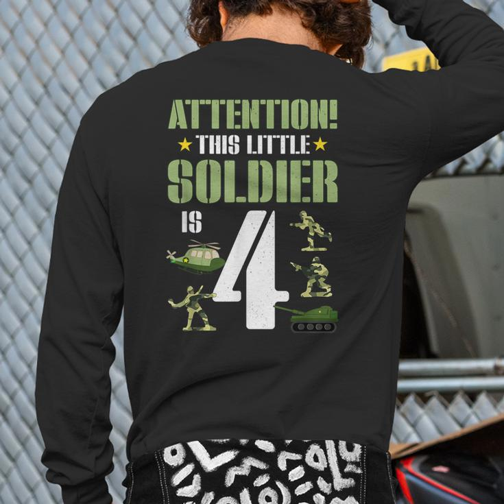 4Th Birthday Soldier 4 Year Old Military Themed Camo Boy Back Print Long Sleeve T-shirt
