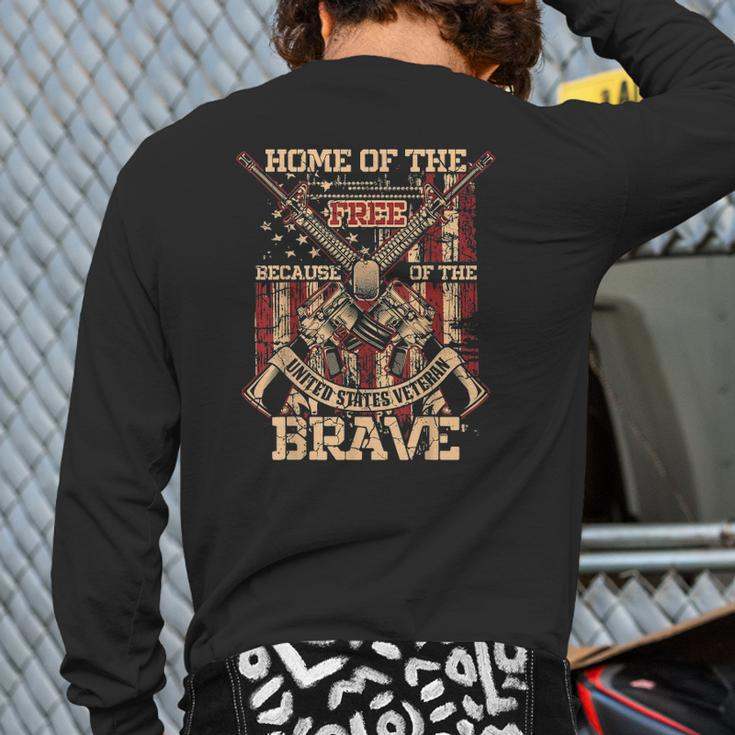 4Th Of July Military Home Of The Free Because Of The Brave Back Print Long Sleeve T-shirt