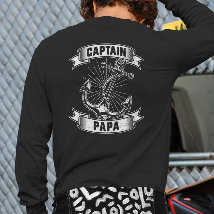 Anchor Papa Sailor Fathers Day Sailing Back Print Long Sleeve T-shirt