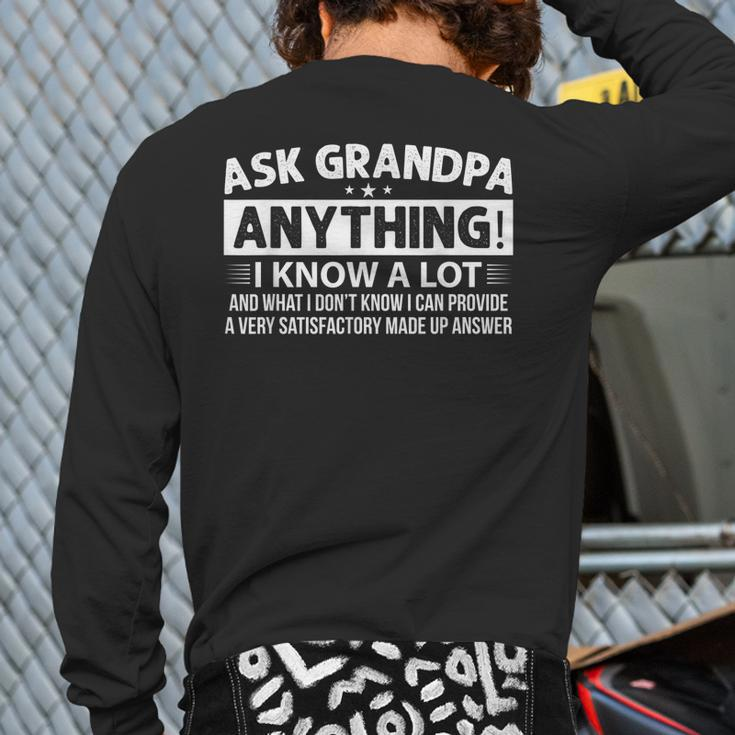 Ask Grandpa Anything Father's Day Back Print Long Sleeve T-shirt