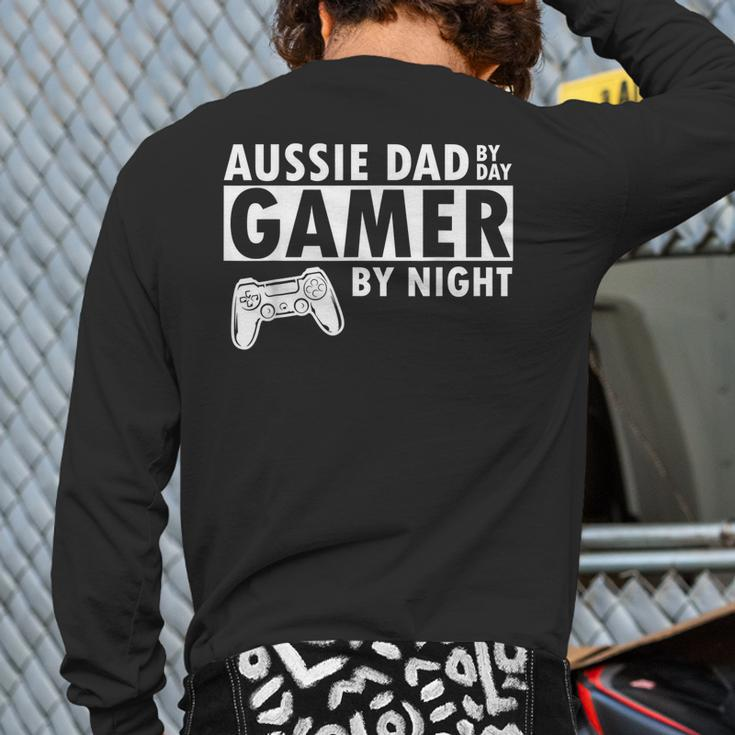 Aussie Dad Cool Australian Shepherd Father For Dog Dad Back Print Long Sleeve T-shirt