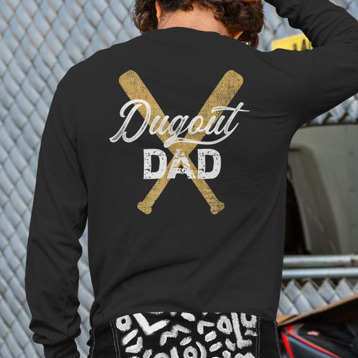 Baseball Dugout Dad Baseball Bats For Father Back Print Long Sleeve T-shirt