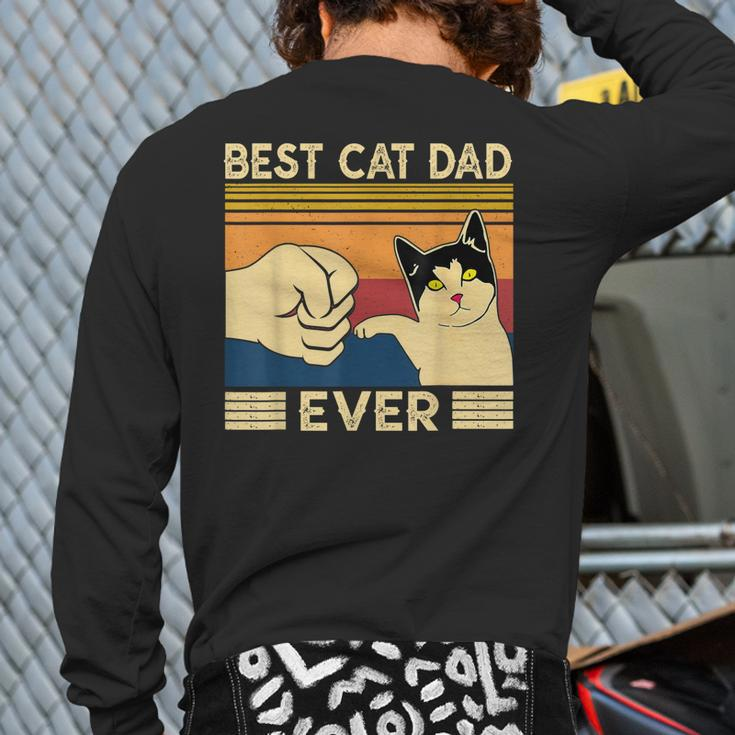 Best Cat Dad Ever Vintage Cat Daddy Father Day Back Print Long Sleeve T-shirt
