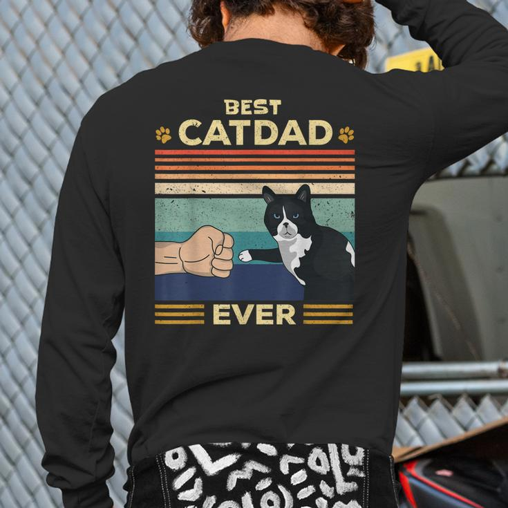 Best Cat Dad Ever Vintage Retro Cat Men Fathers Day Back Print Long Sleeve T-shirt