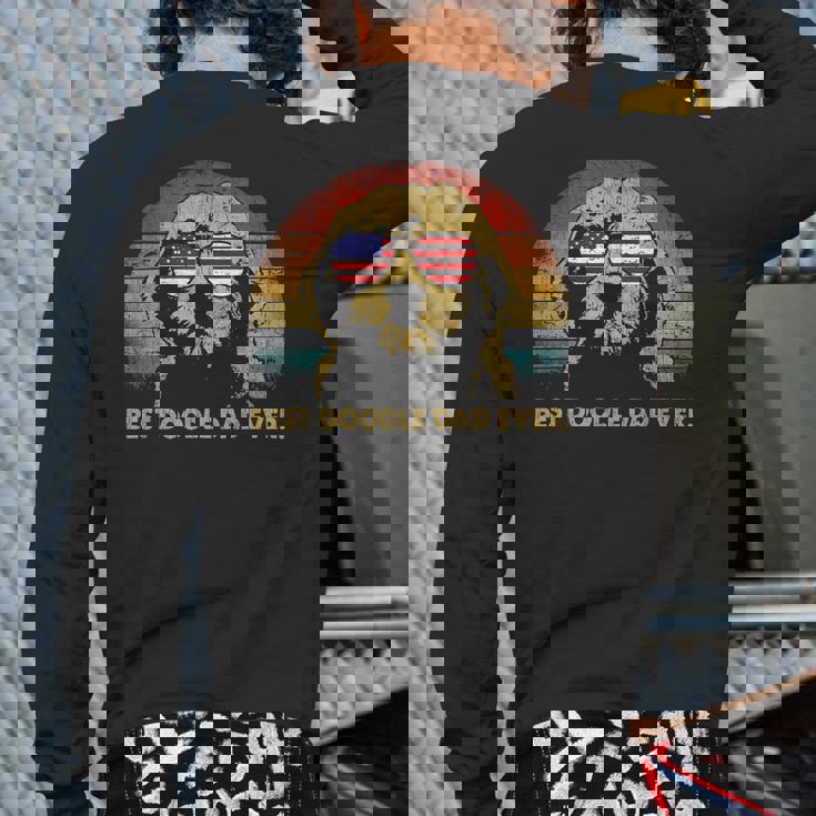 Best Doodle Dad Ever Usa Flag Retro Goldendoodle Lover Back Print Long Sleeve T-shirt