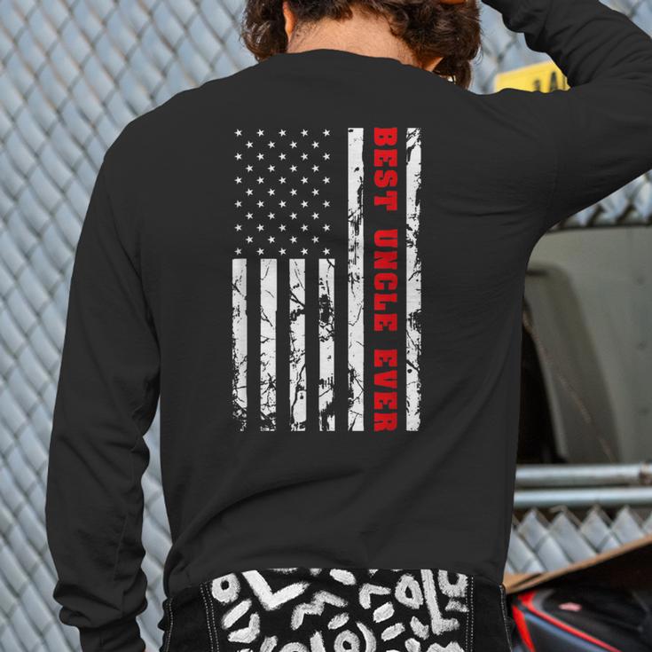 Best Uncle Ever Us Vintage Flag Patriotic Family Men Back Print Long Sleeve T-shirt