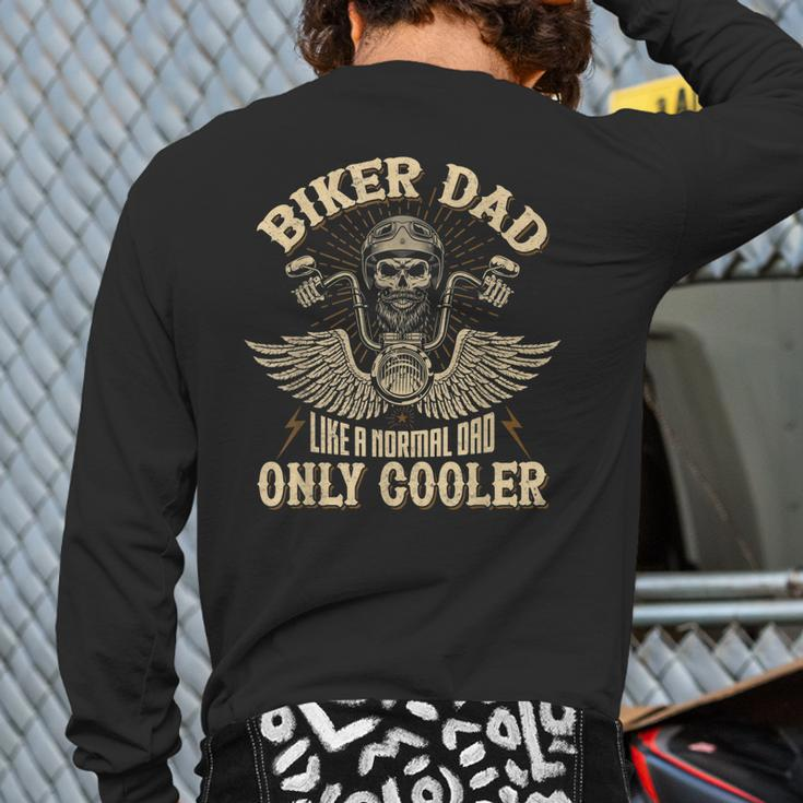 Biker Dad Motorcycle Father's Day For Father Biker Back Print Long Sleeve T-shirt
