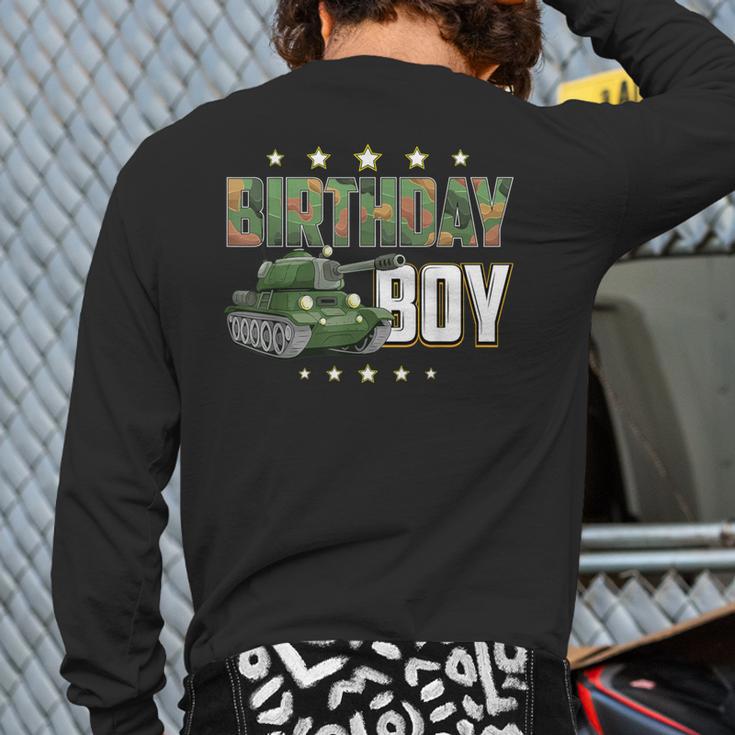 Birthday Boy Army Soldier Birthday Military Themed Camo Back Print Long Sleeve T-shirt