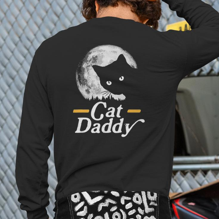 Cat Daddy Vintage Eighties Style Cat Retro Full Moon Back Print Long Sleeve T-shirt
