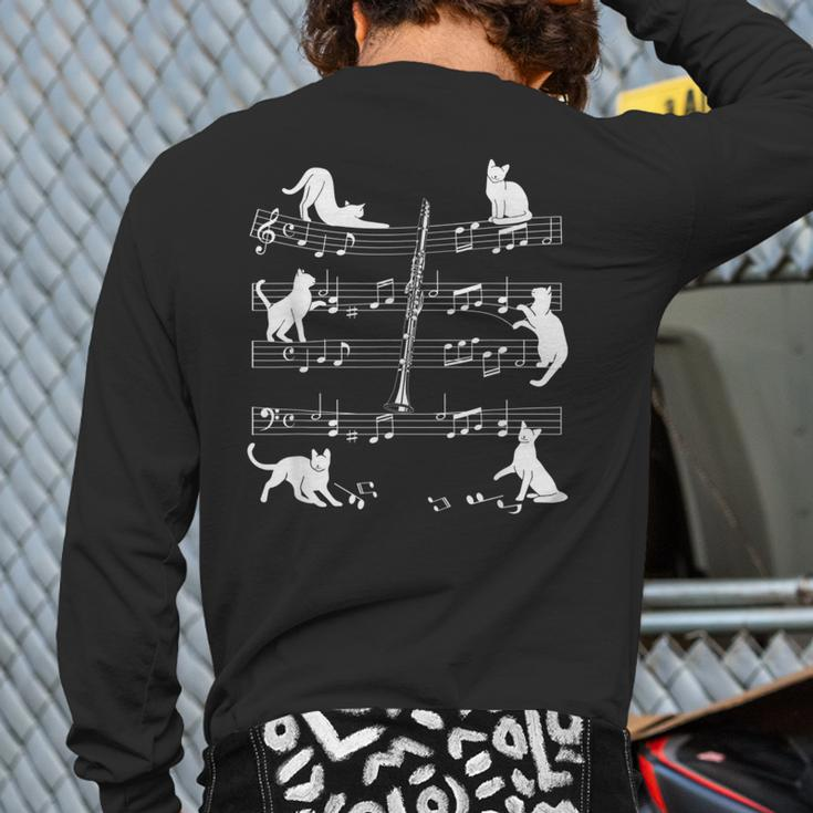 Clarinetist Cats For Cat Loving Clarinet Player Back Print Long Sleeve T-shirt