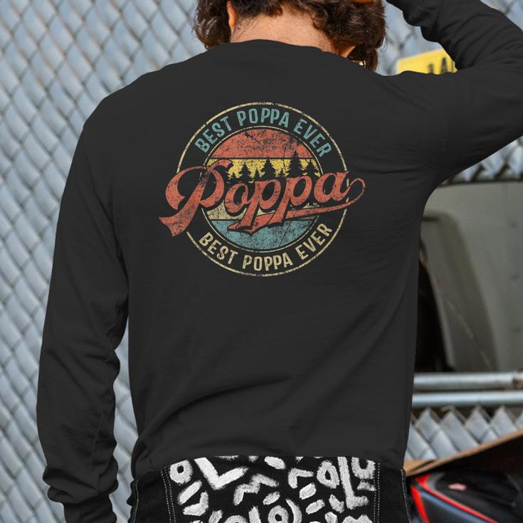 Cool Poppa Fathers Day Retro Best Poppa Ever Back Print Long Sleeve T-shirt