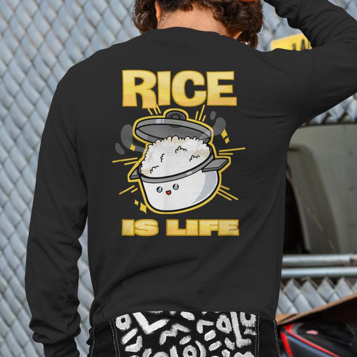 Cute Kawaii Rice Is Life Filipino Food Philippines Back Print Long Sleeve T-shirt