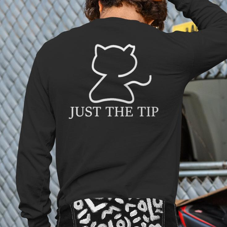Dad To Dogs Just The Tip Cat Back Print Long Sleeve T-shirt