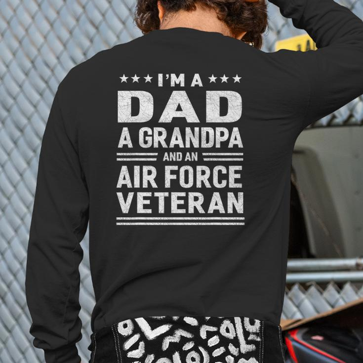 Dad Grandpa Air Force Veteran Vintage Top Men's Back Print Long Sleeve T-shirt
