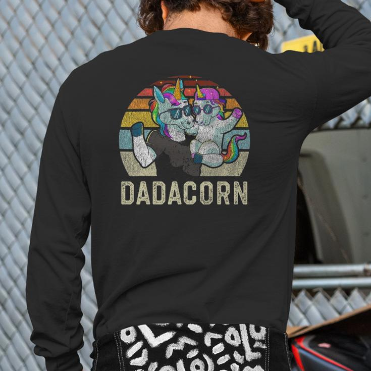 Dadacorn Unicorn Dad Papa Retro Vintage Father's Day Back Print Long Sleeve T-shirt