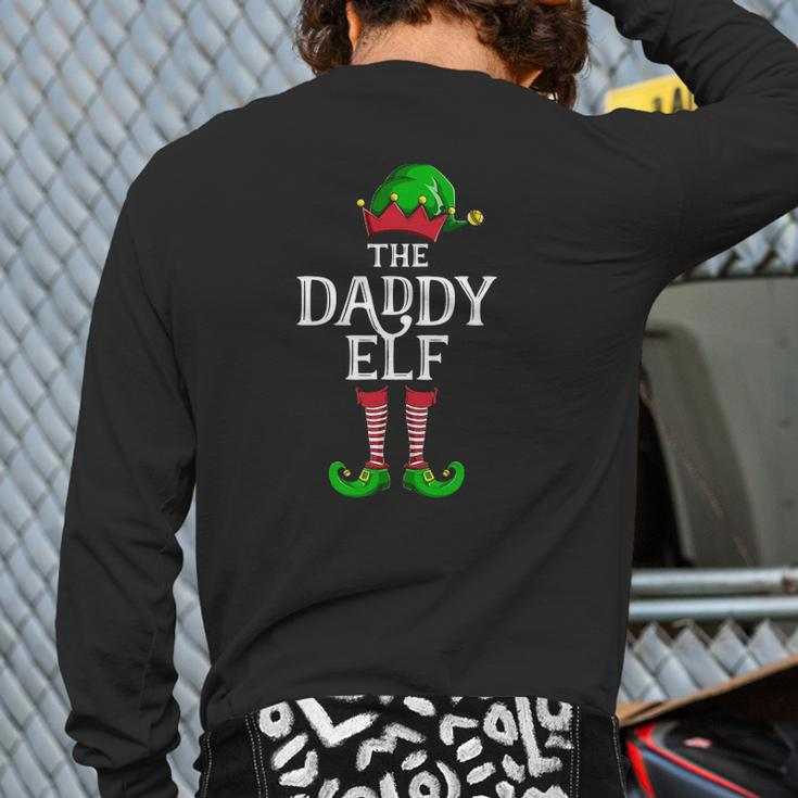 Daddy Elf Matching Family Group Christmas Party Pajama Back Print Long Sleeve T-shirt