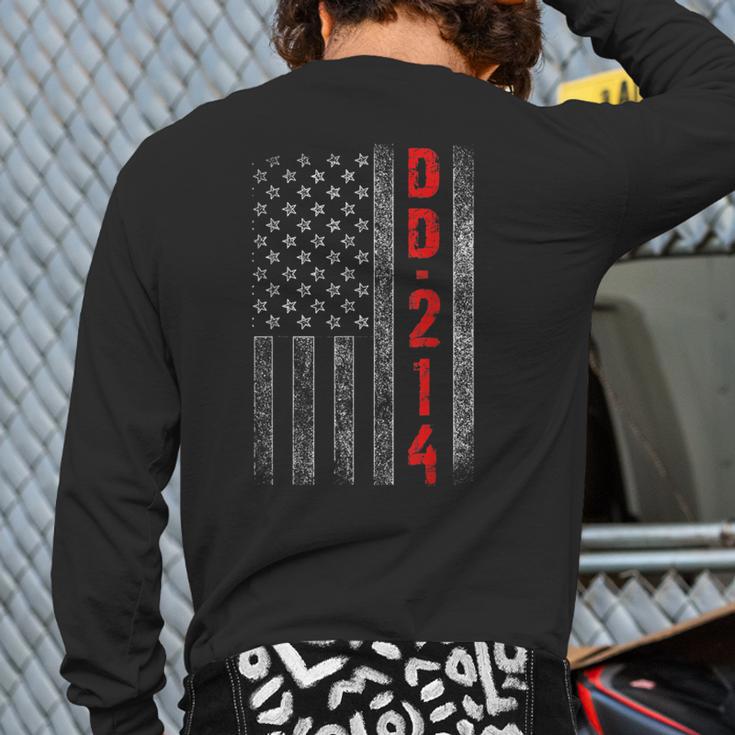 Dd-214 Us Alumni American Flag Vintage Veteran Patriotic Back Print Long Sleeve T-shirt