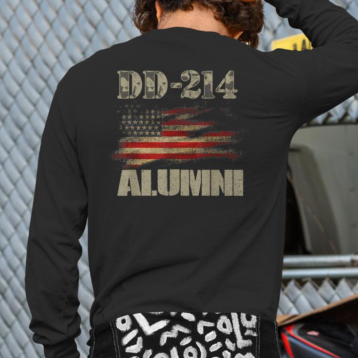 Dd214 Alumni Military Veteran Vintage American Flag Back Print Long Sleeve T-shirt