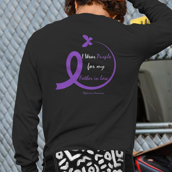 Dementia Dad Purple Father In Law Alzheimer's Awareness Back Print Long Sleeve T-shirt