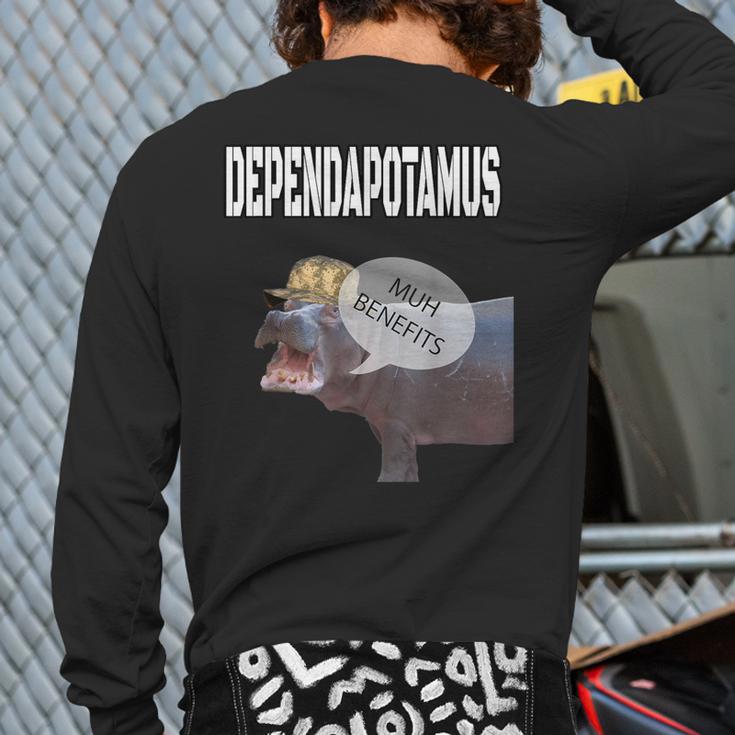 Dependapotamus Dependa Military Meme Back Print Long Sleeve T-shirt