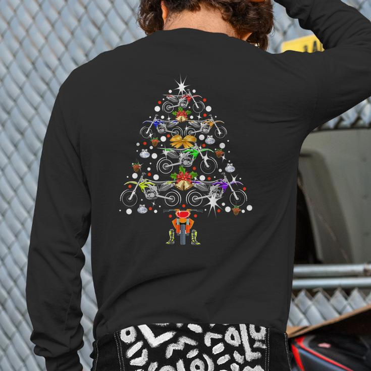 Dirt Bike Christmas Motocross Xmas Supercross Back Print Long Sleeve T-shirt
