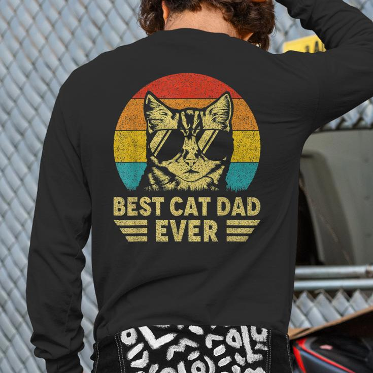 Father's Day Vintage Best Cat Dad Ever Retro For Cat Back Print Long Sleeve T-shirt