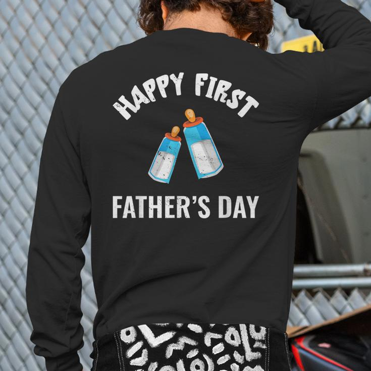 First Year Fathers Day Baby Bottles Milk Best Daddy Back Print Long Sleeve T-shirt