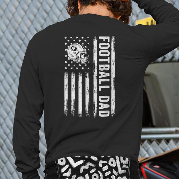 Football Dad American Flag Proud Dad Of Ballers Father's Day Back Print Long Sleeve T-shirt