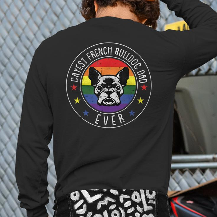 French Bulldog Dad Lgbt-Q Gay Pride Frenchie Dog Lover Ally Back Print Long Sleeve T-shirt