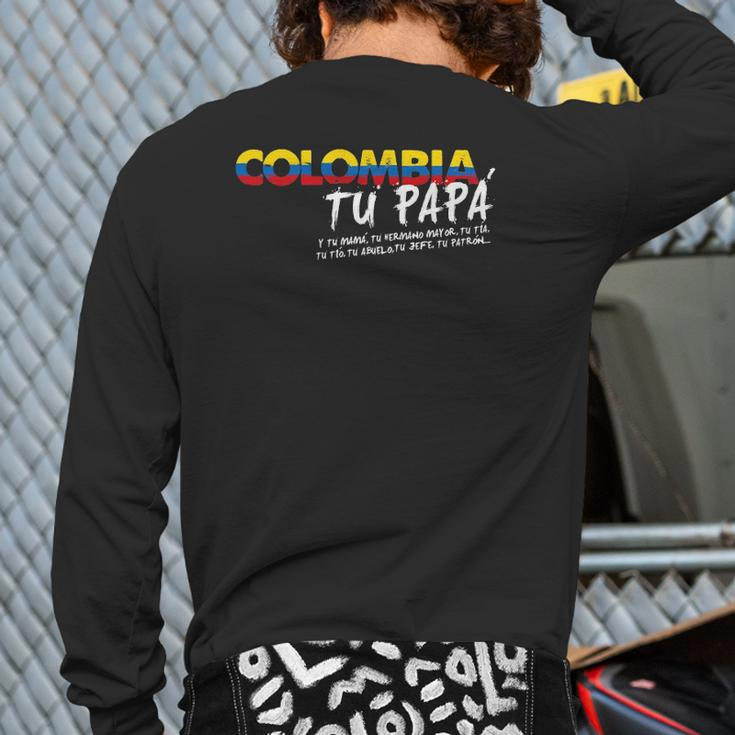 Colombian Tu Papa Pride Spanish Back Print Long Sleeve T-shirt