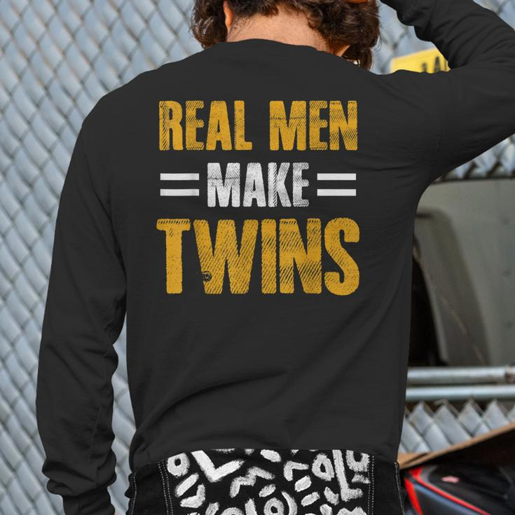Father's Day Humor Novelty For Twins Dad Back Print Long Sleeve T-shirt
