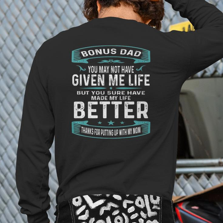 Vintage Father's Day Bonus Dad From Daughter Son Boys Back Print Long Sleeve T-shirt