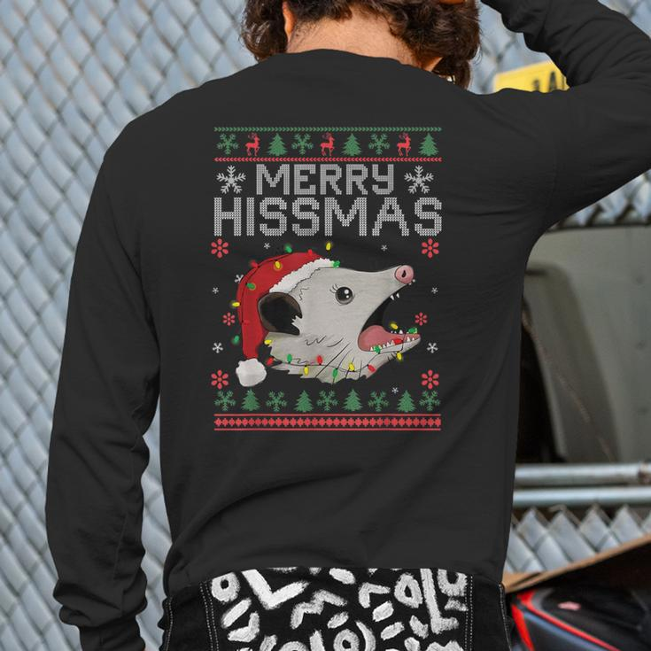 Xmas Merry Hissmas Possum Lovers Opossum Christmas Back Print Long Sleeve T-shirt