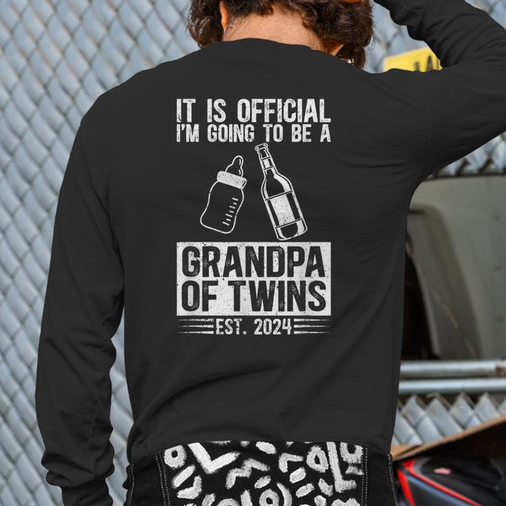Be Future Grandpa Of Twins Promoted To Grandpa Of Twins 2024 Back Print Long Sleeve T-shirt