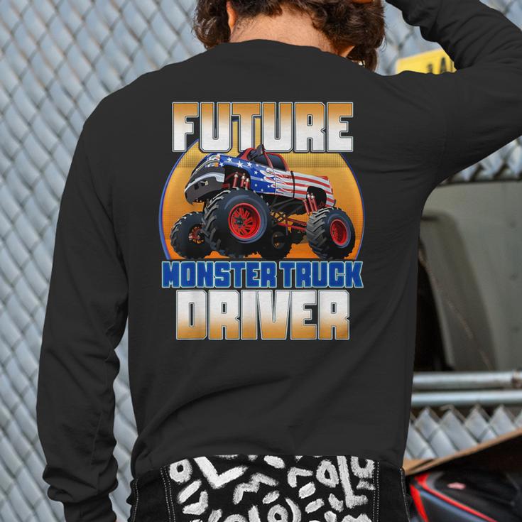 Future Monster Truck Driver Boy's Monster Truck Back Print Long Sleeve T-shirt