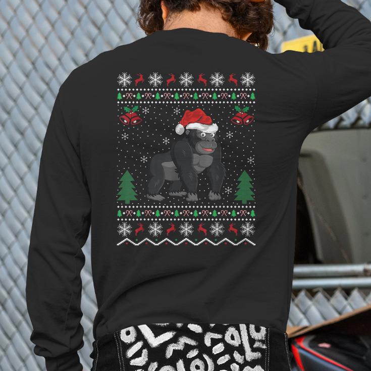 Gorillas Lover Xmas Ugly Gorilla Christmas Back Print Long Sleeve T-shirt