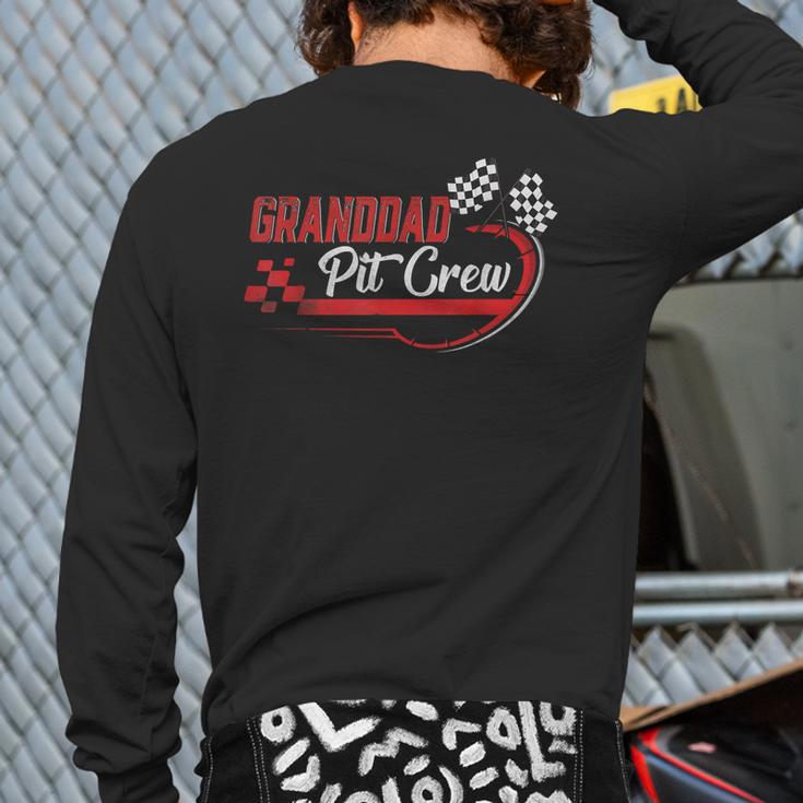 Granddad Pit Crew Race Car Birthday Party Racing Back Print Long Sleeve T-shirt